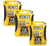 JCB 9v Batteries 3 Pack - Heavy Duty Premium Alkaline disposable 9v battery For Low drain devices | Smoke Alarm | Fire Alarm Battery | Smoke Detectors | Remote Control Car | Square Battery |