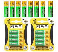 JCB AA Rechargeable Batteries 2400mAh Ni-MH Double A Rechargeable Pre-charged Batteries 1.2 Volt Suitable For | toys | Gaming controllers | remotes | digital cameras | Wireless game pad | [8 PACK]