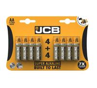 JCB AA Super Alkaline Batteries 8 Per Card - Box of 12