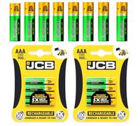 JCB AAA Rechargeable Batteries 900mAh Ni-MH Triple A Rechargeable Pre-charged Batteries 1.2 Volt Suitable For | toys | Gaming controllers | remotes | digital cameras | Wireless game pad | [8 PACK]