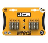 JCB AAA Super Alkaline Batteries 8 Per Card - Box of 12