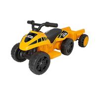 JCB Battery Operated Mini Quad with Trailer | Electric Powered Construction Ride on Car for Children Ages 3+ | Includes Detachable Trailer