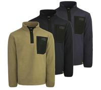 JCB Borg Mens Fleece Trade Work Pull Over Warm 1/4 Zip Sweat Shirt - XL - Black