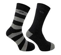 JCB Cleversocks - Casual Boot Socks - Men's Work Boot Socks - 2 Pack - Grey/Black Stripe - Reinforced Heels and Toes - UK 6-11 EUR 44-47
