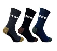 JCB Cleversocks Workwear Apparel - Men's Work Socks - 3 Pack - Reinforced heels and toes, Boot Multipack - Assorted Black,Navy & Grey Socks - UK 6-11, EUR 39-46