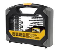 JCB - Combination Drill and Bit Set - 40 Piece Accessory Set - Selection of HSS Masonry and Wood Drill Screwdriver Bits & Nut Sockets - Presented in a Durable Folding Carry Case
