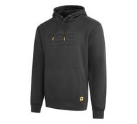 JCB Unisex Embossed Hoody - Black - 270gsm Cotton Blend Pullover Hoodie with 3D Logo and Knitted Cuffs for Tradesmen - Durable Work Hoodie for Building Site and Casual Leisure Outdoor Wear