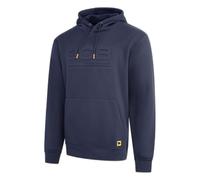 JCB Unisex Embossed Hoody - Navy - 270gsm Cotton Blend Pullover Hoodie with 3D Logo and Knitted Cuffs for Tradesmen - Durable Work Hoodie for Building Site and Casual Leisure Outdoor Wear