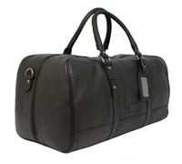 JCB - Genuine Leather Deluxe Holdall | Travel Duffle Bag Large Capacity Real Leather (Large, Black)