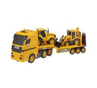 JCB Heavy Load Transporter Truck with Lights & Sounds | Includes JCB Construction Vehicles | Toy Transporter Lorry for Kids Age 3+ | Indoor & Outdoor Sandpit Play