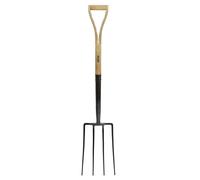 JCB 4 Prong Carbon Steel Heritage Garden Fork, Heavy Duty Professional Site and Gardening Tools Digging Fork for Cultivating, Edging, Moving Soil, Lifetime Warranty