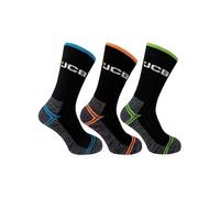 JCB High Vis Boot Socks Pack of 3 in Black, Size 6-11, Cotton/Polyester/Elastane | Charlies