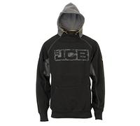 JCB Horton Hoodie Black, Navy or Sand (Sizes S-XXL) Work Hooded Jumper (Small, Black/Grey)