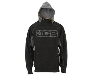 JCB Horton Hoodie Black, Navy or Sand (Sizes S-XXL) Work Hooded Jumper (XX-Large, Black/Grey)