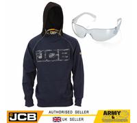 JCB Horton Mens Work Hooded Sweatshirt Hoody Hoodie Warm Navy FREE SAFETY SPECS