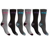 JCB - Ladies Outdoor Activity Socks - 3 Pack - Assorted Grey - UK 4-7 EUR 37-41 - Long Work Socks