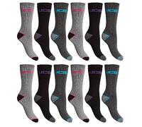 JCB - Ladies Outdoor Activity Socks - 3 Pack - Assorted Grey - UK 4-7 EUR 37-41 - Long Work Socks