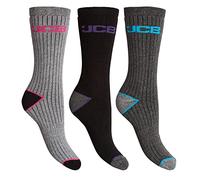 JCB - Ladies Outdoor Activity Socks - 3 Pack - Assorted Grey - UK 4-7 EUR 37-41 - Long Work Socks (3 Pair Pack)