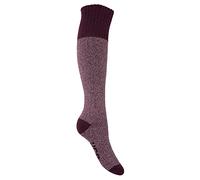 JCB - Ladies Welly Boot Socks -Cotton Rich - 1 Pack - Burgundy - UK 4-7 EUR 37-40 - Knee High Socks (1 Pair Pack)