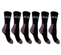 JCB - Ladies Workwear Apparel Socks - Black & Purple - 3 Pack - UK 4-8 EUR 37-43 - Work Boot Socks (6 Pair Pack)
