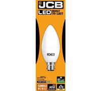 JCB LED Candle 470lm Opal 6w Light Bulb B22 2700k in White JCB White