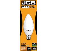 JCB LED Candle 470lm Opal 6w Light Bulb B22 2700k in White JCB White