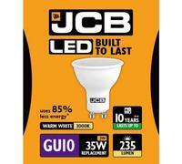 JCB LED GU10 3w Light Bulb Cap 235lm 3000k Warm White JCB White