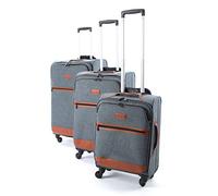 JCB Lightweight 4 Wheel Black Suitcase Luggage Travel Cabin Bag, Easy Roll Suitcase (24" - Grey)