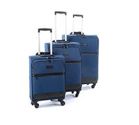 JCB Lightweight 4 Wheel Navy Suitcase Luggage Travel Cabin Bag, Easy Roll Suitcase - Navy 24"