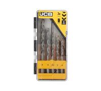 JCB Masonry Drill Bit Set, 5 Pieces, Solid Steel, Carbide Tip - Precision ground flutes, 135 degree tip angle, 3 year warranty
