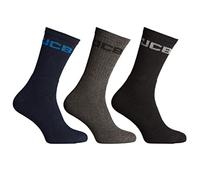 JCB - Men's Black Crew Socks | 3 Pairs | U.K. Size 6-11 | Work Socks (Navy/Grey/Black mix)