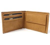 JCB - Mens Genuine Leather Wallet | Bi Fold Wallets Removable Card Holder Gift Box (Black Box, Tan)
