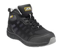 JCB Men's Hydradig Mid-Cut Safety Boot - S1P SRC, Steel Toe, Slip-Resistant - Black Size 5