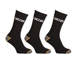 JCB Men's Outdoor Activity Socks - 3 Pack Boot Socks - UK 6-8.5, Black