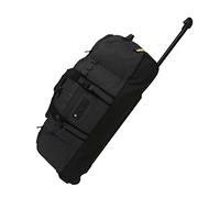 JCB - Men's Wheeled Holdall Duffle Bag - Black - Water-Resistant PU Base - Retractable Trolley Handle - Max. Capacity of 70L - Strong & Tough Travel Bag, 1,000 Denier Polyester