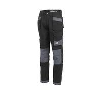 JCB - Mens Work Trousers - Cargo Trouser Men - Trade Plus Rip Stop Trousers for Men - Regular Leg - Black/Grey - Size 44