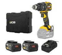 JCB Pro 18V 75Nm Brushless Combi Drill, 2 x 5.0Ah Battery & 4.5A Fast Charger, Compact Hammer Drill Driver for Wood, Metal & Masonry, 3 Year Warranty