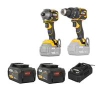 JCB Pro Cordless 75 Nm Combi Drill & 230 Nm Impact Driver Kit 2 5Ah Batteries Charger & Case