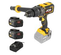 JCB Pro 18V 160Nm Brushless Combi Drill, 2 x 5.0Ah Batteries & Fast Charger, Anti-Kickback, High Torque Cordless Drill for Wood, Metal & Masonry, 3 Year Warranty