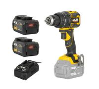 JCB Pro Cordless Combi Drill Set 2 5ah Batteries & Charger Electric Screwdriver 75Nm, Brushless, 2-Speed, 23+3 Positions & 13mm ROHM Keyless Chuck