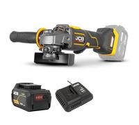 JCB Professional 18V 115mm Brushless Angle Grinder Kit with 5.0Ah Battery, 9A Super Fast Charger & 12-Piece Cutting Disc Set