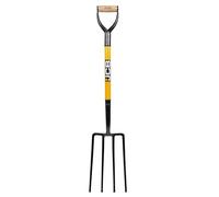 JCB - Professional Solid Forged Contractors Fork - Garden Fork Heavy Duty Professional Site and Gardening Tools - for Home Improvement, Digging, Mucking Out, Manure, Garden Borders, Weeding
