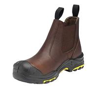 JCB Rise S3 SRC HRO Leather Heavy Duty Steel Toe Cap Chelsea Dealer Safety Boots (10 UK, Brown)