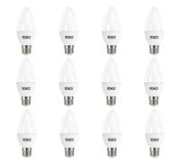 JCB S10983 E27 ES Candle LED Bulb Opal 4.9W 470lm Warm White 3000K (12 Pack)