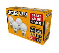 JCB S15144 E27 ES GLS LED Bulb Opal 8.5W 806lm Warm White 3000K (4 Pack)