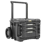JCB Site System 3-Drawer Rolling Tool Box - Modular Stackable Tool Storage with 9" Wheels, 26.4L Capacity & 15kg Load Rating - Heavy-Duty Mobile Toolbox