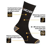 JCB Sock Work Boot Outdoor Activity Socks - Black 6-8.5/9-12 Uk Size