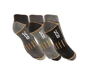 JCB Socks | Mens Work Socks | Panels for Heel & Toe, Cushioned Terry Loops, Ribbed Leg Support | Heavy Duty Work Socks Mens 6-11 | Trainer Liners Ankle Socks | 3 Pairs