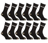 JCB Socks - Outdoor Activity Socks - 3 Pack - UK 6-8.5, Black - 12 Pair Pack