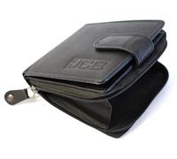 JCB - Soft Grain Leather Wallet, Black - Built-in RFID Technology - Mens Accessories - 8 Credit Card Holder - Includes Zip Coin Pocket, Flap ID Holder - Designer Wallets for Men - Gift Boxed